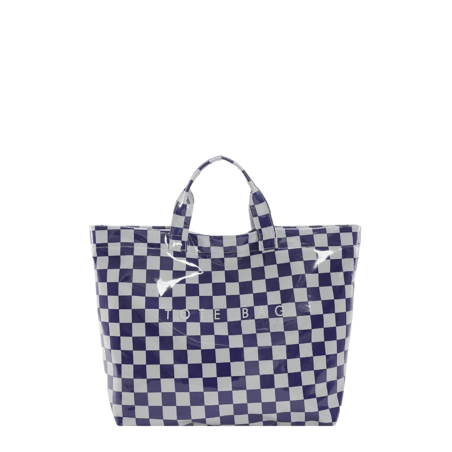

Letter tote bag, new transparent simple large-capacity handbag, retro plaid women s bag синій