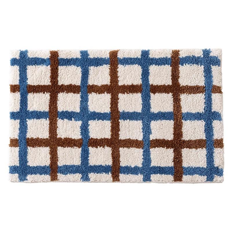 Vintage Tufting Geometrisch Badkamermat Zacht Getuft Ruitjes Slaapkamer Tapijt Nachtkastje Kleed Vloer Antislip Opruimmat Esthetisch Huisdecoratie 500MMx800MM