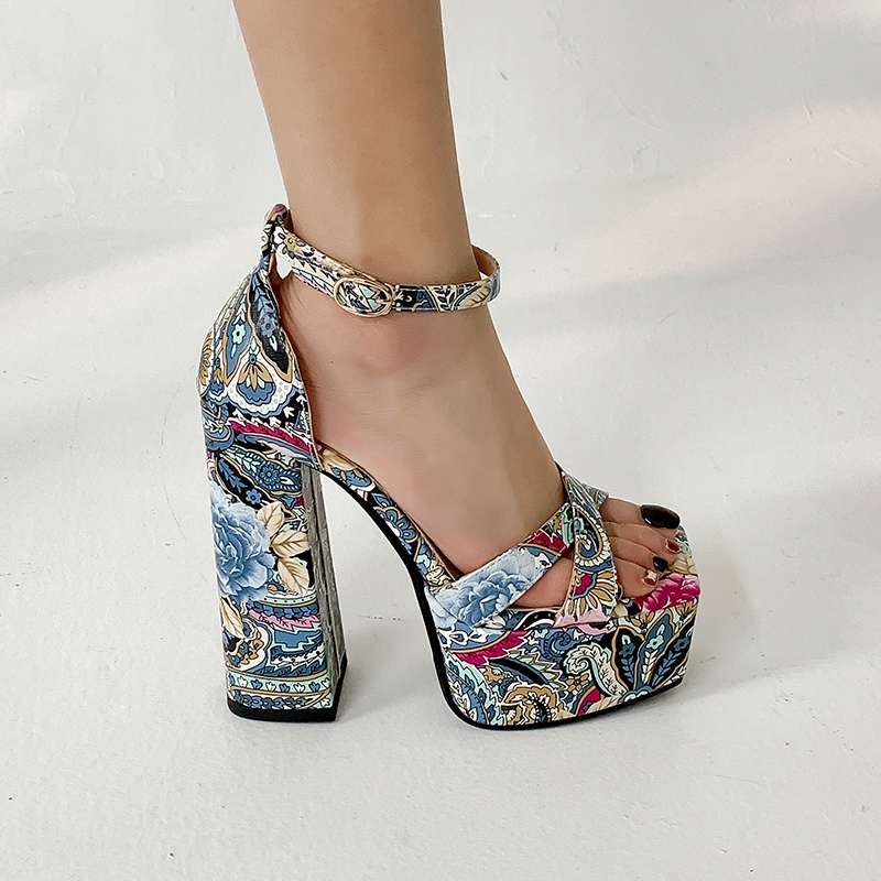 Летняя обувь Krazing Pot из искусственной кожи с открытым носком на очень высоком каблуке — фото 7