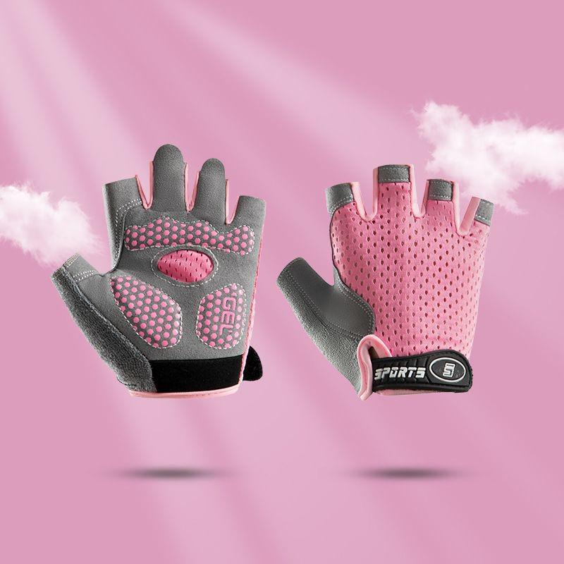 

Детские велосипедные перчатки с обрезанными пальцами: Нескользящий, дышащий, легкий, для мальчиков и девочек - Идеально для весенних/летних уличных видов спорта M (3-6 years) розовый