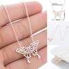 Forest Style Korean Elegant Butterfly Pendant Necklace for Women - Simple Hollow Collarbone Chain