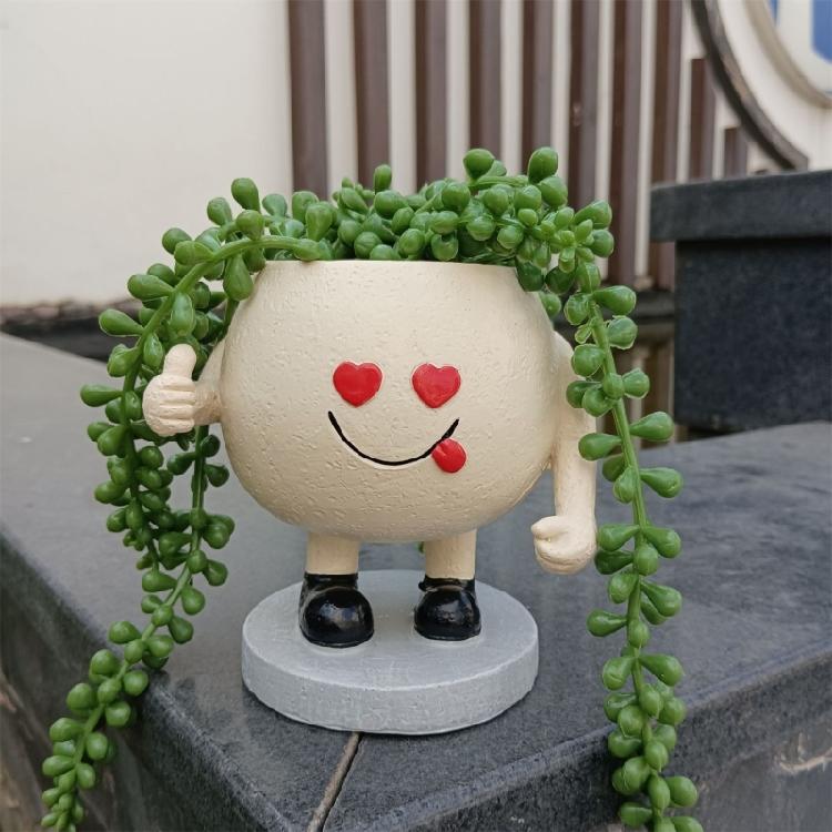 Resin Face Planter Pots Creative Head Flower Pots Succulent Planter Cute Plant