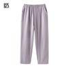 2024 Autumn Homewear Loose-Fitting Solid Color Long Sleeves Pants Outwear Cotton Double-Layer Yarn National Style Retro Plain Pajamas