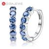 GIGAJEWE 3.0mm Total 1.2ct White/ Blue/ Green Color Moissanite Silver 925 Plated White 18k Gold Hoop Earrings