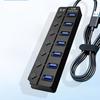 4/7-Port USB 3.0 Hub with LED Indicator Independent Switch Control for Laptop Flash Drive Hard Disk Printer Camera Keyboard