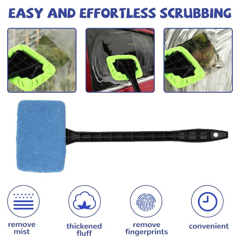 1pc Window Wiper Cleaning Brush Microfiber Wiper Windshield Demister Cleaning Tool Wiper Cleaner Wipe Tool Long Handle Cleaning Cloth  Accessories