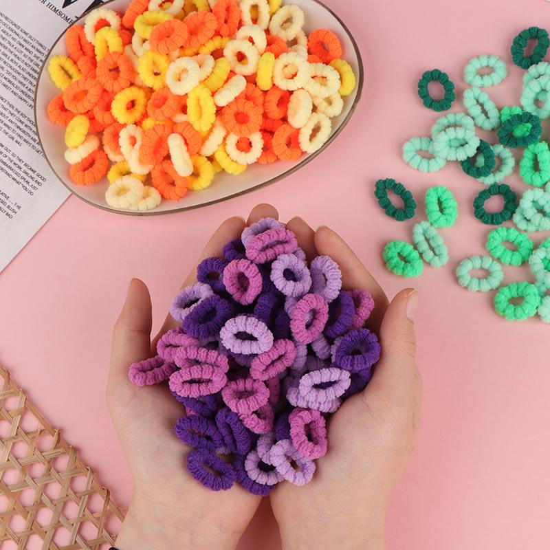 100/500Pcs Hair Accessories Girls Colorful Elastic Hair Bands Ponytail Hold Hair Tie Rubber Bands Scrunchie