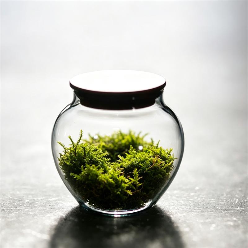 Moss Micro Landscape Small Glass Bottle with Lid Plant Terrarium Jar Vase Container Home Green Plant Decor