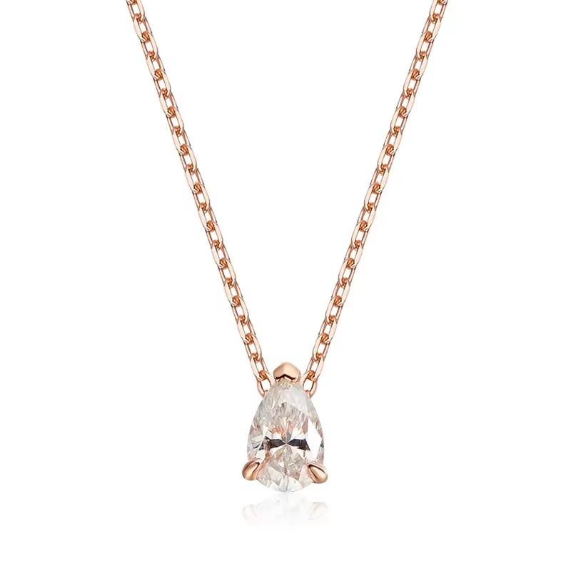 Smyoue 1-4CT Pear Cut Moissanite Pendant Necklace for Women Girls 3 Designs Lab Diamond Wedding Silver 925 Chains Fine Jewelry