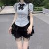 Kleines Kostüm College-Stil kurzer Rock Rock Sommerrock Japanische JK-Uniform kurzes Hemd Damen-Zweiteiler