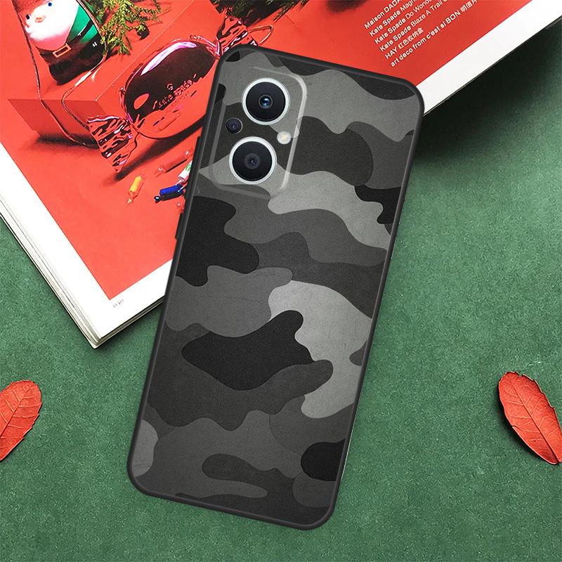 Schwarze Nacht-Tarnung Camouflage Hülle Für OPPO Reno 13F 14F 12F 11F 12 11 10 14 Pro 8T 8 Lite OPPO Find X9 X8 X6 X5 Pro Abdeckung