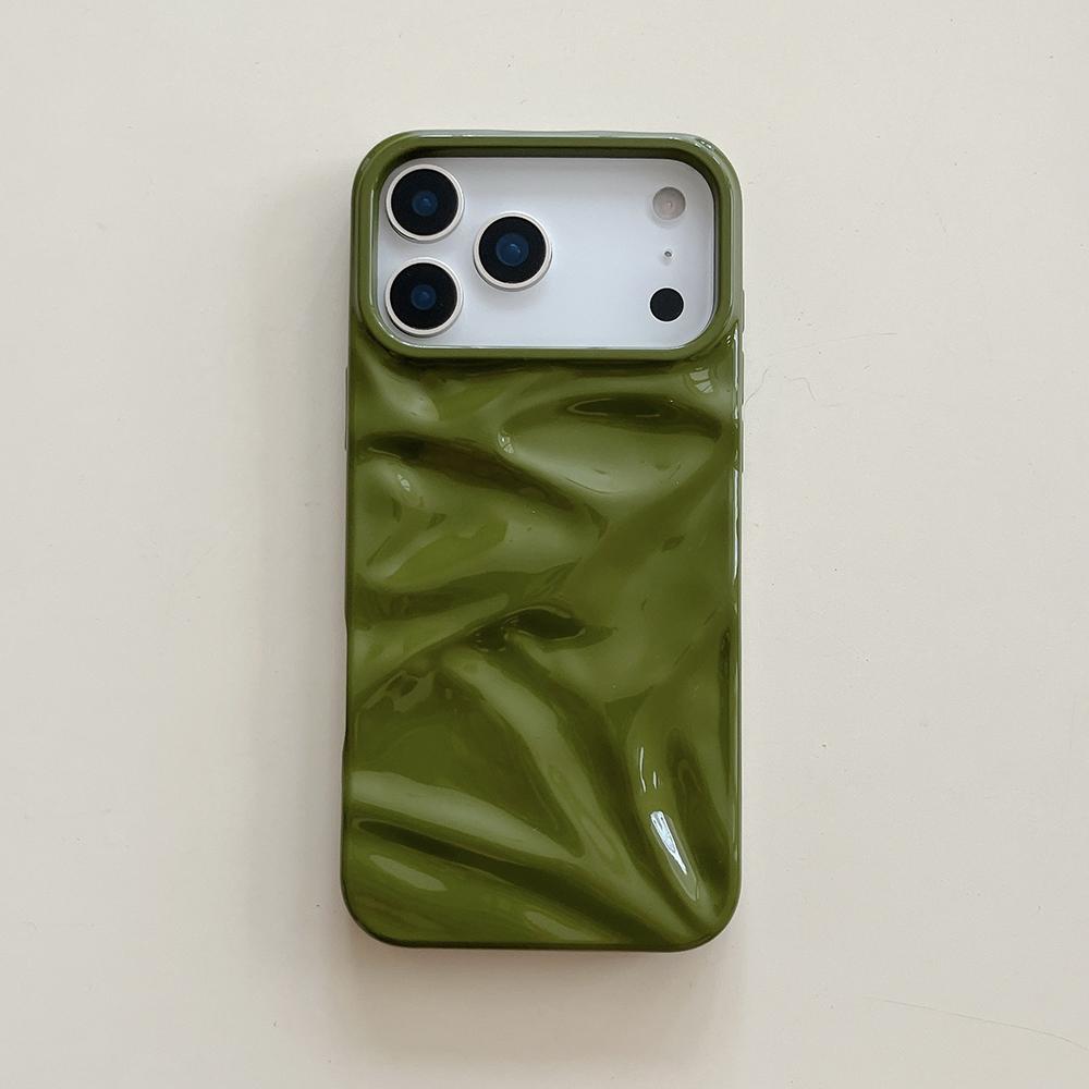 Coffee Color 3D Water Ripple Pattern Phone Case For iPhone 17 16 15 14 13 12 11 Pro Max Soft Shockproof Silicone Cover Girls