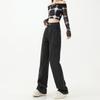 Herbst und Winter neue hohe Taille und dünne Persönlichkeit lässiges Mode-Design weites Bein Bodenlange Hose High Street Trend Jeans