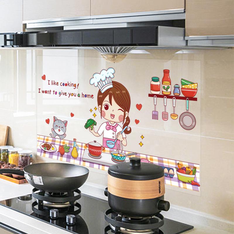 Self-adhesive anti-greased stickers for household stove tile wall stickers for kitchen wallpaper anti-greased paper fume stickers ZY-8004