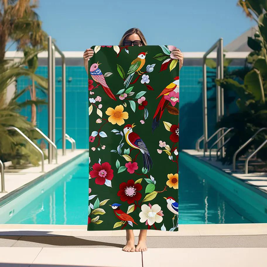 

Quick Drying Towels Bathroom Retro New Chinese Flowers and Birds Sauna Gym Large Towel For Bath Personal Care Spa Accessories W30*H60(CM)