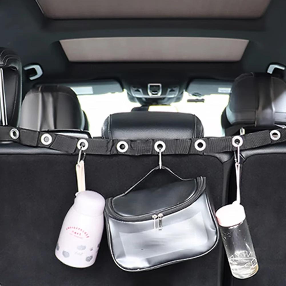 Car Adjustable Double-layer Hanging Strap for Clothes Hanger Bar Car Travel Clothesline Flexible Storage Strap with Eight Hooks