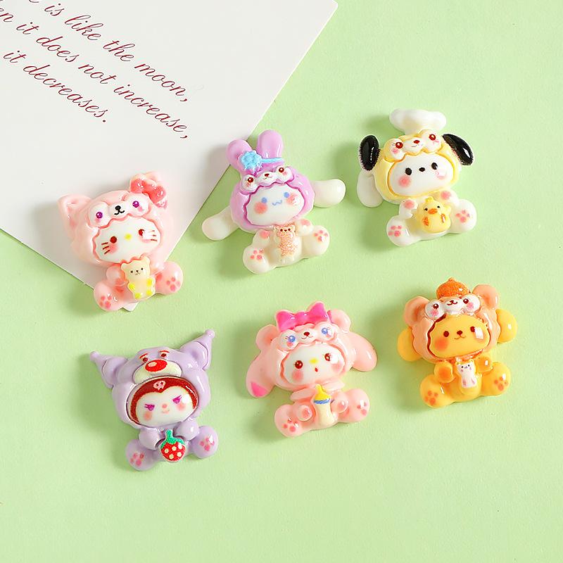 18/20PCS Cute Cartoon Animals Cream Gel DIY Handmade Phone Case Hair Clip Hole Shoes Key Chain Resin Small Accessories