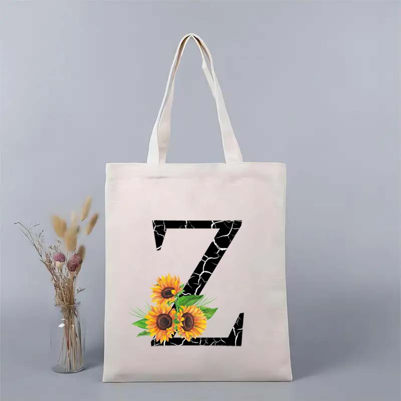 Прочная сумка-тоут из парусины с алфавитным принтом — идеально подходит для повседневного использования Z