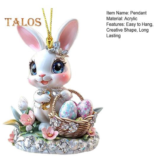 1/3Pcs Easter Cartoon Bunny Hanging Decorations with Lanyard Easy To Hang 2D Acrylic Ornaments Rearview Mirror Pendants