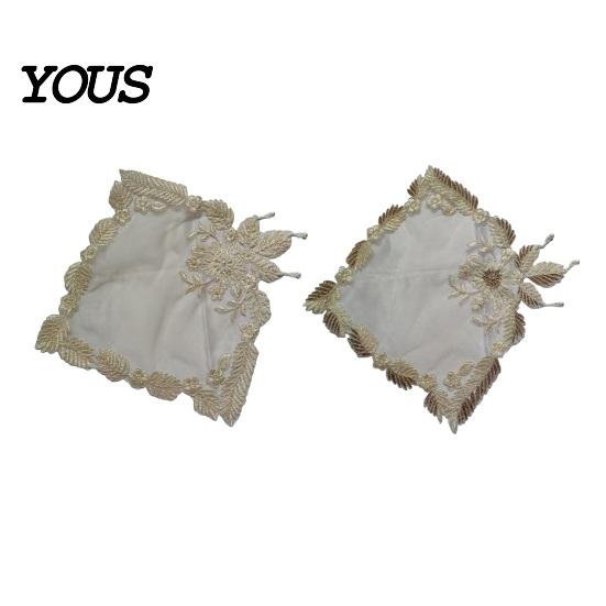 Decorative Mats for Dressing Table Floral Embroidered Placemat, Heat Insulation Mat with Beads, Lace Placemats Dining Retro Coaster Wedding