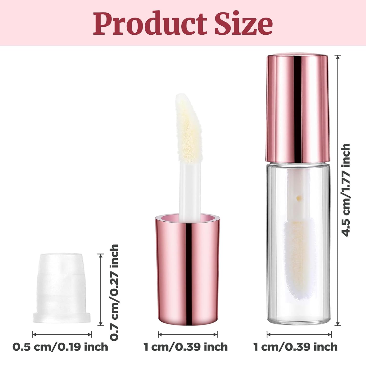 10 Pcs Empty Lip Gloss Tubes, 1.2ml Mini Refillable Lip Balm Bottles with Rubber Insert and Brush Clear Plastic Lip Balm Gloss Containers for Samples