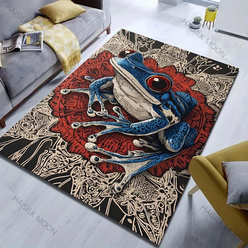 

1PC Blue Frog Mandala Print Carpet for Living Room Bedroom Bedside Sofa Floor Mat Modern Home Decor Aisle Corridor Area Rug 40x60cm (16x24in)