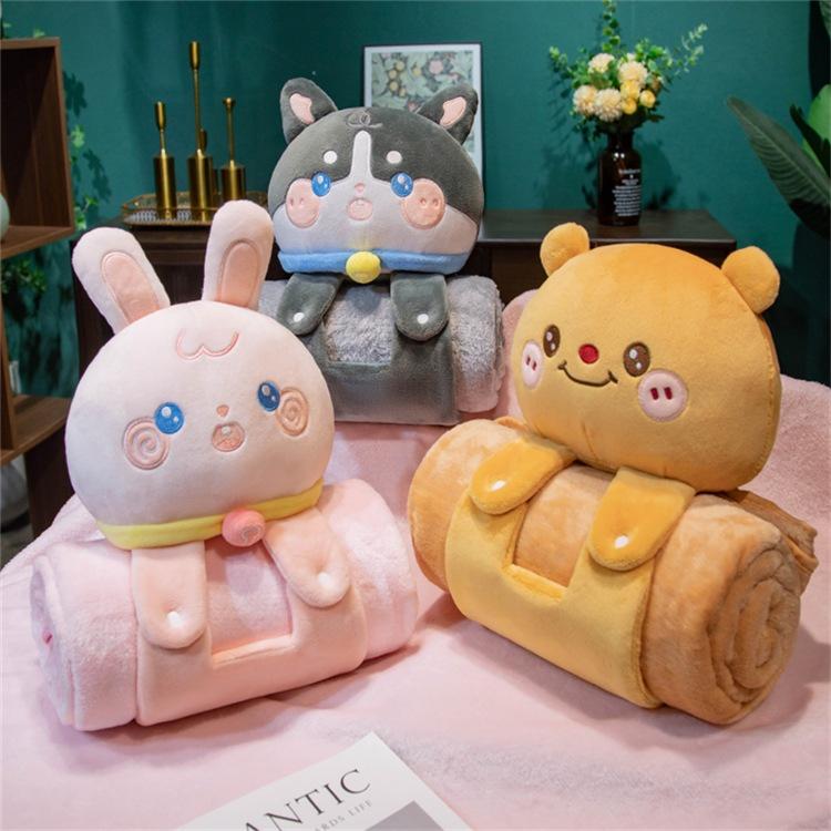 3D Cartoon Capybara Foldable Blanket Pillow for Office Nap and Air Conditioning