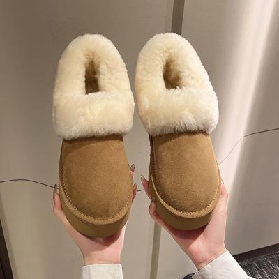 Women's Fashion Lightweight Soft Sole Winter Warm One-step Fur One Snow Boots Padded Lining Non-slip Casual Sports Cotton Boots Fur Shoes