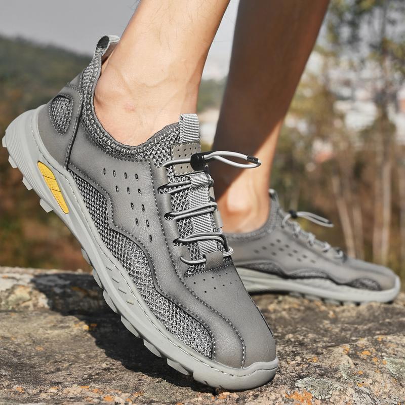Fashion Summer Band Outdoor Mesh Shoes Quality Leather Men Casual Shoes Outdoor Breathable Flats Sneakers Male Comfortable Walking Shoes