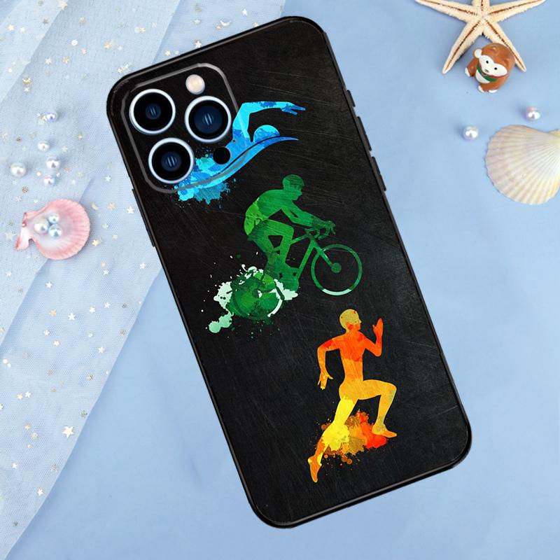 

Swim Bike Run Triathlon Case For iPhone 17 Pro Max 16 15 14 12 11 13 Pro Max Plus 12 13 Mini 16e 17 Air Back Cover iPhone 13 Pro