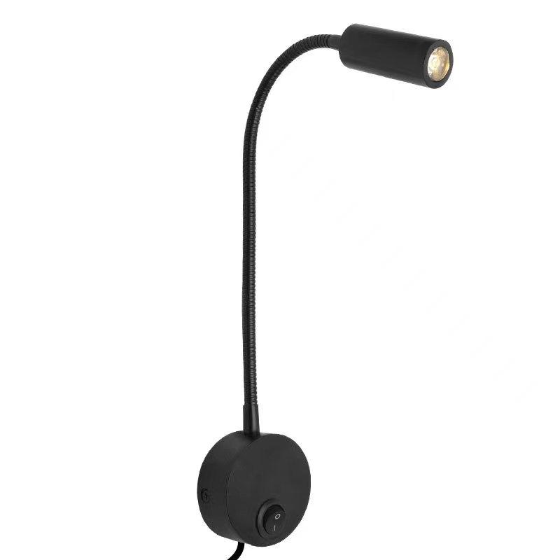 Wall Lmap Sconces Clamp Light 3W Bedroom Lamp On/Off Switch White Silver Black Flexible Gooseneck Home Bedside Reading Lights