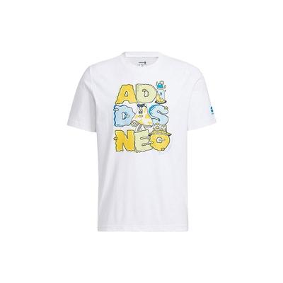 Neo Alphabet Cartoon Print Round Neck Casual T-Shirt Men Tops White HS6806