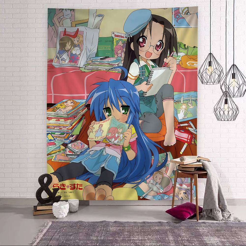 Anime Lucky Star Tapestry Art Printing Japanese Wall Tapestry Anime Wall Hanging Home Decor