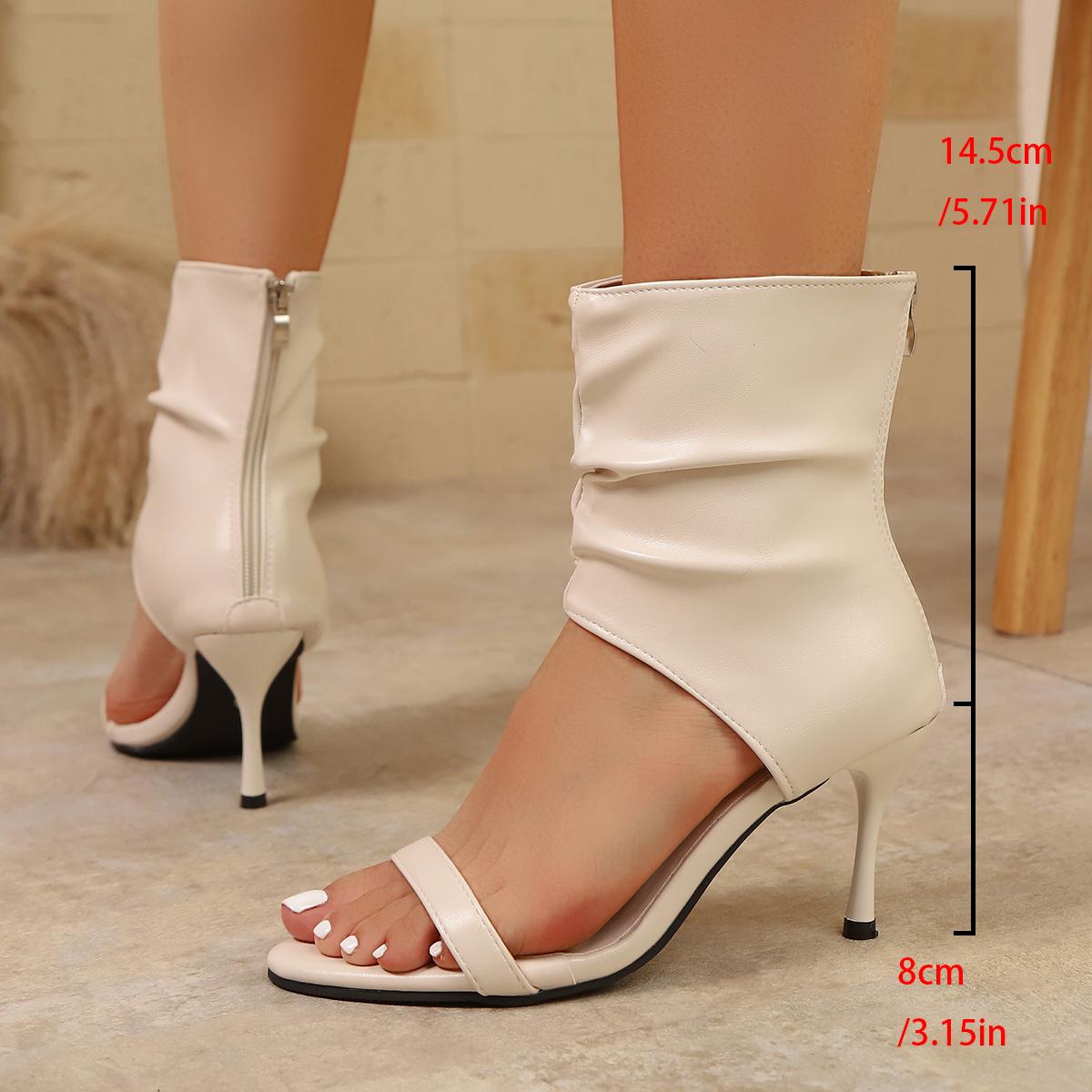 

Модная обувь Aphixta 8 см Высокие каблуки Летние ботинки Женские Пикантный открытый носок Черный Тонкий каблук Задняя молния Ботильоны Элегантные женские высокие ботинки 35 бежевый