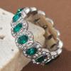 Luxurious Elegant Egg Shaped Ring with Green White Zirconia Full Round Edges for Men Women  Multifunctional Single