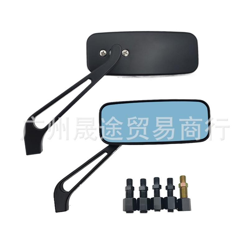 Universal Square Aluminum Motorcycle Rearview Mirror Scooter Bike Electric Blue Tinted Anti-Glare Side View
