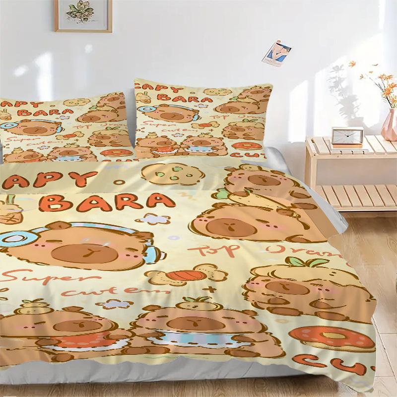 

3pcs Capybara, Cute Duvet Cover Set -Includes 1 Duvet Cover and 2 Pillowcases, No Quilt Core, All-Season Home Decor yy251111202 135x200cm