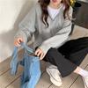Spring and Autumn Loose Zipper Long-sleeved Cardigan Jacket Women Solid Color Hooded Sweater Students Cardigan Small Jacket