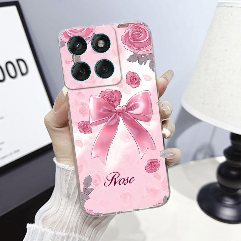 Phone Case For Moto Edge 60 Fusion Case Protect Cover For Motorola Moto Edge 60 Marble Butterfly Print Clear Soft Silicone Funda
