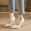 Fashion Women's High-heeled New with Stone Patterned Patent Leather Heels Women Pointed Toes Solid Color Widened Versized Womens Shoes