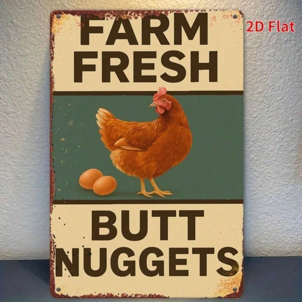 

Retro Chicken Metal Poster Motivational Quote Kitchen Wall Decor