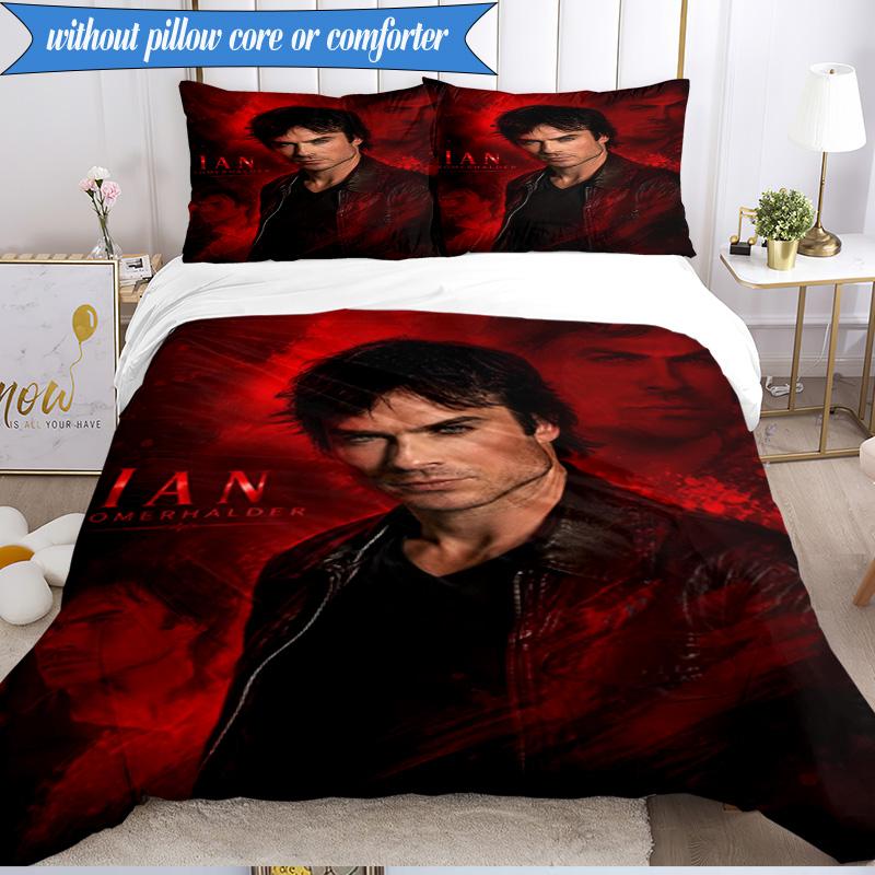 3PCS Damon Salvatore Romance Bedding Set,Including 1pc Duvet Cover And 2pcs Pillowcases Perfect for Bedroom, Dormitory, Fan Christmas Gift