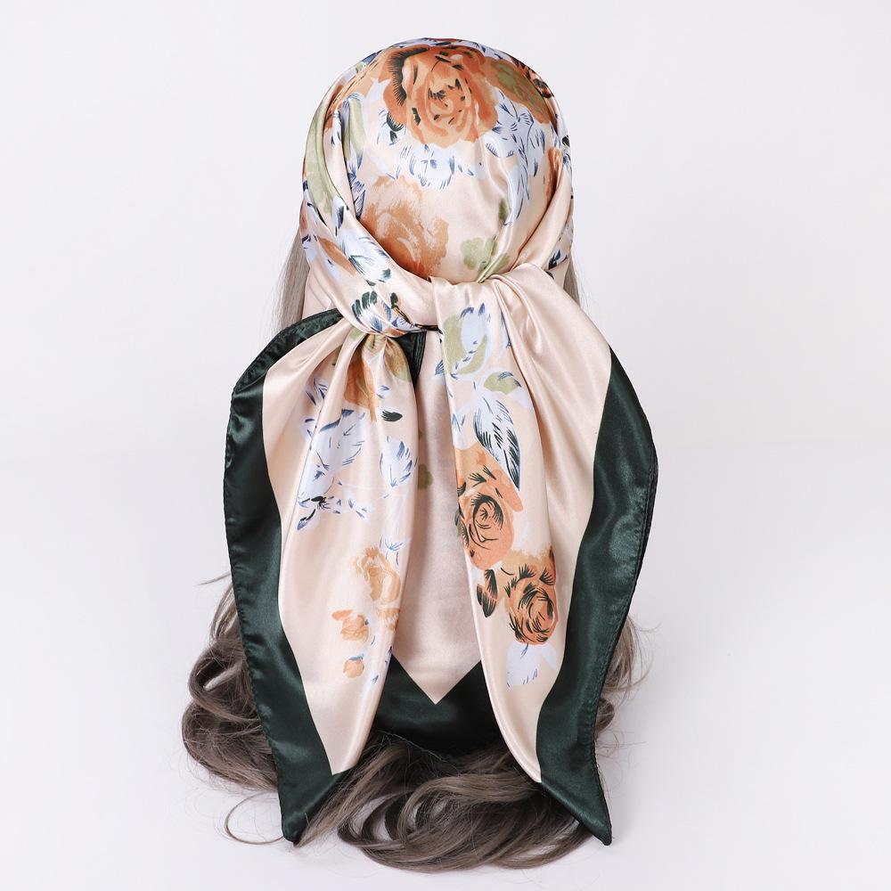 New Rose Silk Scarf 90cm Large Square Scarf Ladies Shawl Fashion Turban