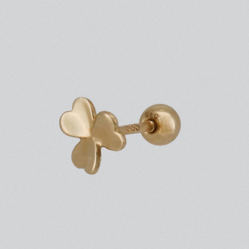 youngglow 14k three leaf clover piercing