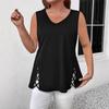 2026 Summer Sleeveless Hollow Blouse Women Large Size V-neck Fashion Vest Cross Casual Slim Fit Tank Top Elegant Loose Casual Women's Clothing
