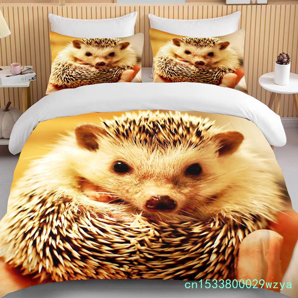 Animal Fofo Conjunto de Cama de Ouriço Queen Fofo Roupas Edredom/Capas de Edredom e Fronha Para Adultos Crianças Capa de Colcha