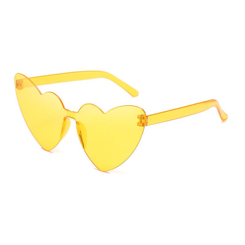 Amazon Thin Peach Heart Sunglasses Jelly Color Rimless Heart-Shaped One-Piece Glasses Candy Color Love Sunglasses