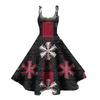 (Fröhliche Weihnachten) Damen Casual Mode Weihnachten Schneeflocke/Weihnachtsbaum/Schneemann Print Rundhals Retro Kleid