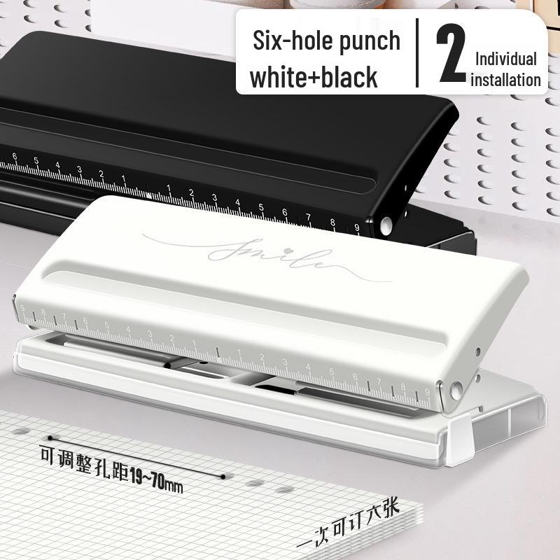 Hole Punch 9170: Six-Hole Punch Machine for Small Loose-Leaf Notebooks and A4 Paper