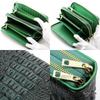 [Revetta] Crocodile Leather Long Wallet, Large Capacity, 40 Card Slots, Men's Wallet, Green, Double Round Zipper, Genuine Leather, Single Piece Leathe
